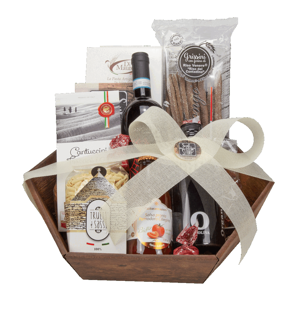 Geschenkkorb mit italienischen Spezialitäten aus dem Ruocco Soulkitchen Shop